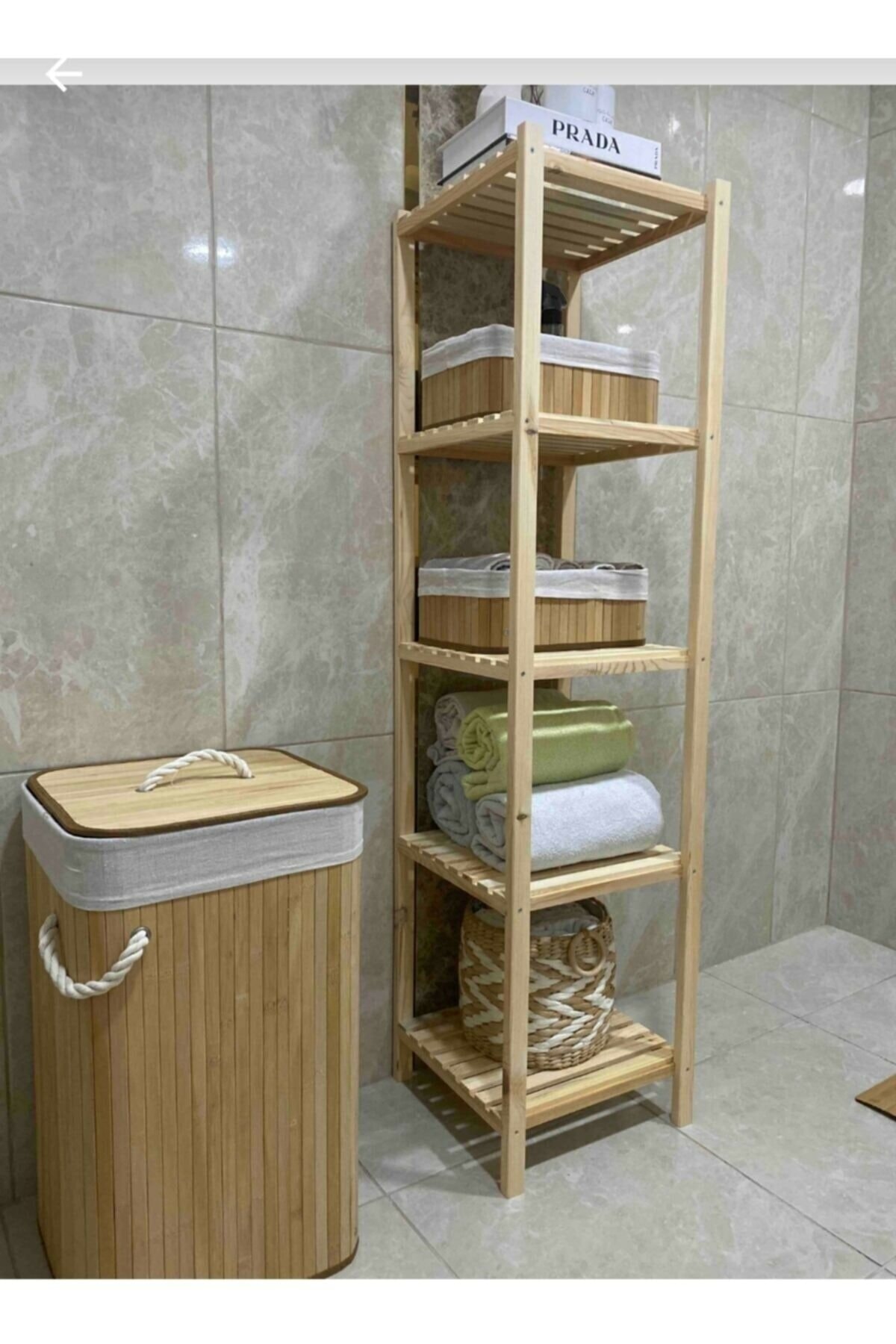 dekoriker Ahşap 5 Raflı Banyo Düzenleyici Ve Mutfak Rafı Nat